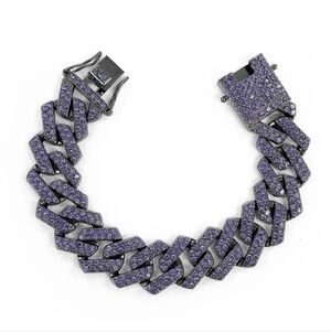 Invicta Elements XL Mens Purple Drip Chain Bling Cuban Link  6.75" SS Bracelet